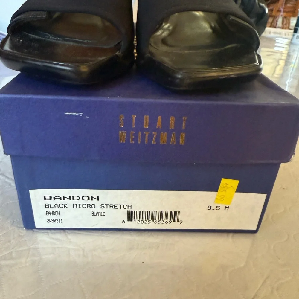 Stuart Weitzman Black Heeled Sandals NIB - Picture 3 of 5